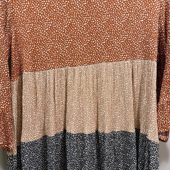 ODDI Women's Rayon Color Blocked Tunic Hi Lo Ribbed Flowy Boho 3/4 Sleeves M - Picture 3 of 9